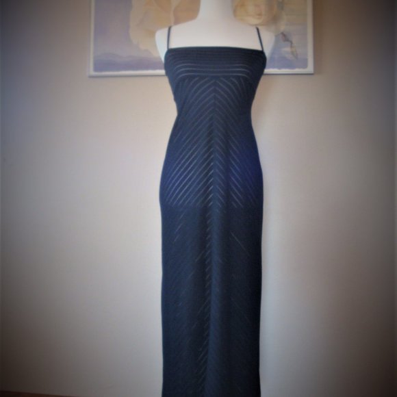 Sheer Black Goth Maxi Dress Medium 